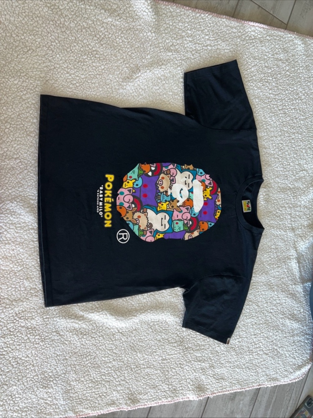 A Bathing Ape Bape x Pokemon Collaboration T-shirt Size XL Black Used from Japan